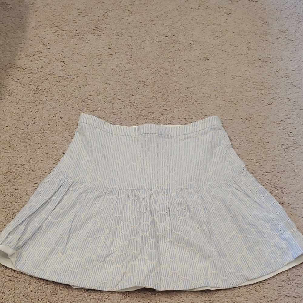 J. Crew Light Blue Patterned Mini Skirt